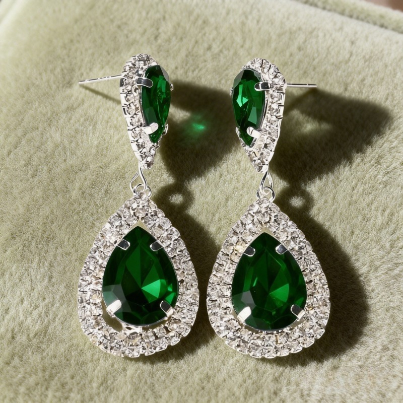 Modern Light Luxury Pear-shaped Multicolor Zircon Earrings